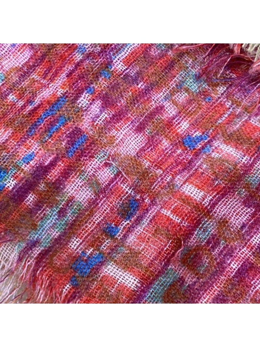 Chanel Shawl Purple Green Multi Cashmere Silk Scarf - Picture 6 of 6